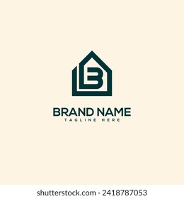 Abstract letter B and home. Flat vector logo design template element.