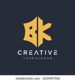 Abstract letter B K star hexagon simple logo icon design vector. Logo Emblem Capital Letter Modern Template. Creative minimalist logotype icon symbol. -VECTOR