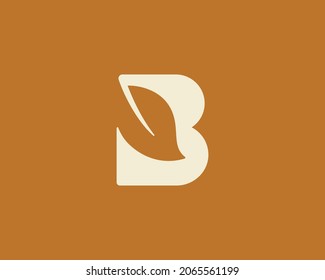 Abstract letter B with leaf inside icon logo vector design template. Creative bio, growth, environment concept logotype emblem sign mark