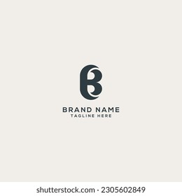 Letra Resumen B Con Logo De La Hoja. Elemento de plantilla de diseño de logotipo de vector plano.