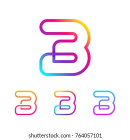 Abstract Letter B Line Monogram Colorful loops logotype, Circle shape, swirl spiral infinity logo symbol, Technology and digital connection