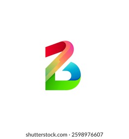 Abstract letter B logo with 3d colorful design, business icons