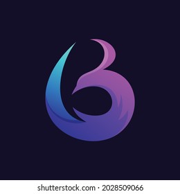 abstract letter b logo with bird concept