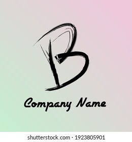 Logo de la letra abstracta B con estilo de pintura de pincel