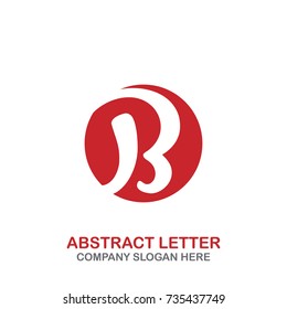 Abstract Letter B logo with circle, simple icon in flat design, isolated on white background. Vector illustration