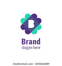 Abstract letter B logo design template. Colorful creative sign