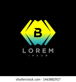 Abstract letter B logo design template. yellow and black Color hexagon creative sign. Universal vector icon.