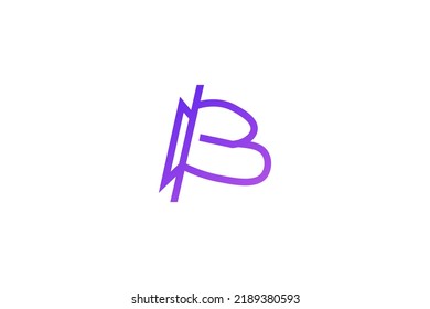 Abstract Letter B Logo Design with Purple Gradient in Line Style. Vector Illustration