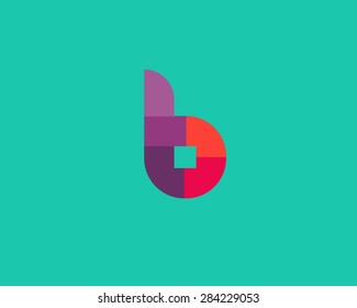 Abstract letter b logo design template. Colorful modern icon.