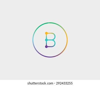 Abstract letter B logo design template. Colorful lined creative sign. Universal vector icon.