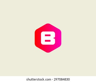 Plantilla de diseño del logotipo de la letra abstracta B. Signo hexágono creativo colorido. Icono de vector universal.