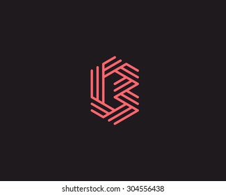 Abstract letter B logo design. Line creative symbol. Universal vector icon.
