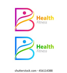Abstract letter B logo design template with Health Fitness Logo