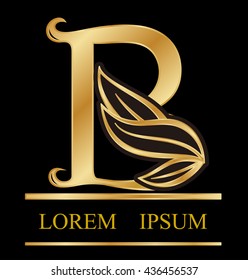 Abstract letter B logo design,Gold, beauty industry and fashion logo.cosmetics business, natural,spa salons. yoga, medicine companies and clinics, gold nature logo abstract design and leaf