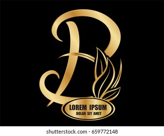 Abstract letter B logo design,Gold, beauty industry and fashion logo.cosmetics business, natural,spa salons. yoga, medicine companies and clinics, gold nature logo abstract design and leaf