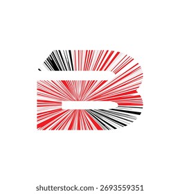 Abstract Letter B Logo with Dynamic Speed Lines. Red and Black Zoom Burst Effect. Modern Vector Icon Design.