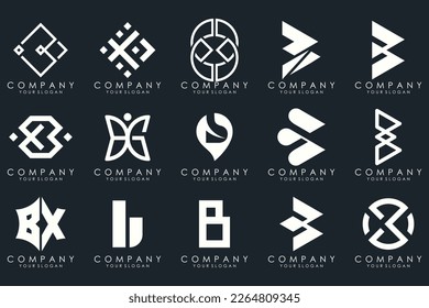 conjunto de iconos del logotipo de la letra abstracta B. diseño para negocios de lujo, elegante, sencillo.