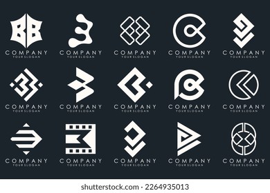conjunto de iconos del logotipo de la letra abstracta B. diseño para negocios de lujo, elegante, sencillo.
