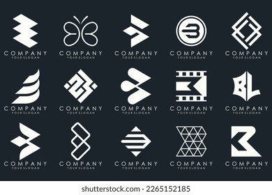 abstract letter B logo icon set. design for business of luxury, elegant, simple.