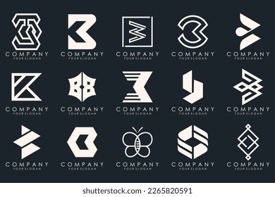 conjunto de iconos del logotipo de la letra abstracta B. diseño para negocios de lujo, elegante, sencillo.