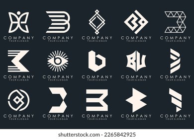 conjunto de iconos del logotipo de la letra abstracta B. diseño para negocios de lujo, elegante, sencillo.