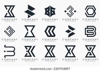 abstract letter B logo icon set. design for business of luxury, elegant, simple. vector