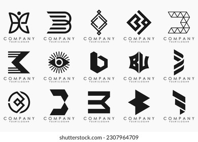 abstract letter B logo icon set. design for business of luxury, elegant, simple.