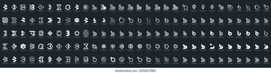conjunto de iconos del logotipo de la letra abstracta B. diseño para negocios de lujo, elegante, sencillo.