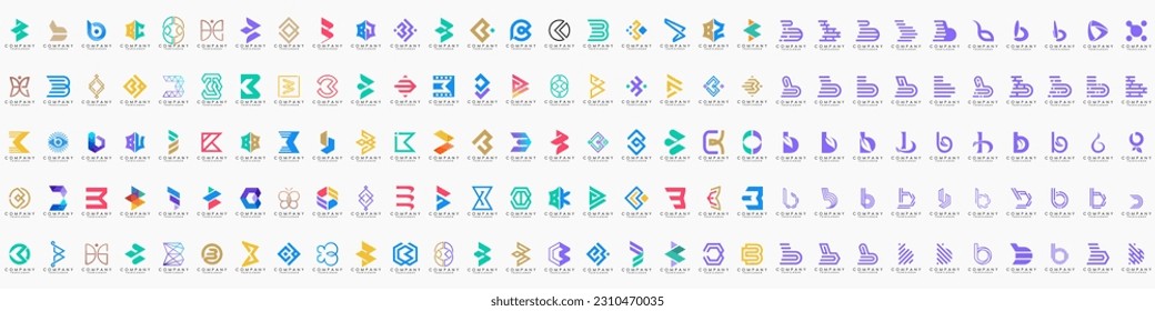 abstract letter B logo icon set. design for business of luxury, elegant, simple.