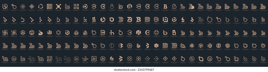 abstract letter B logo icon set. design for business of luxury, elegant, simple.