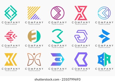 abstract letter B logo icon set. design for business of luxury, elegant, simple.