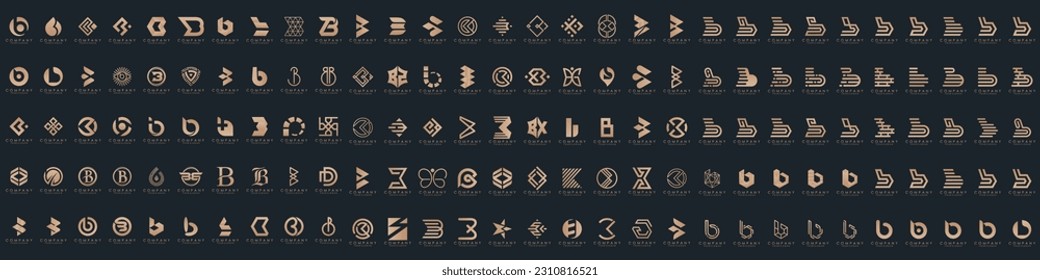 abstract letter B logo icon set. design for business of luxury, elegant, simple.