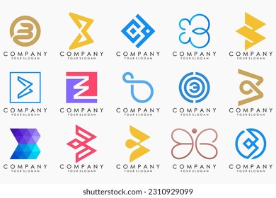 conjunto de iconos del logotipo de la letra abstracta B. diseño para negocios de lujo, elegante, sencillo.