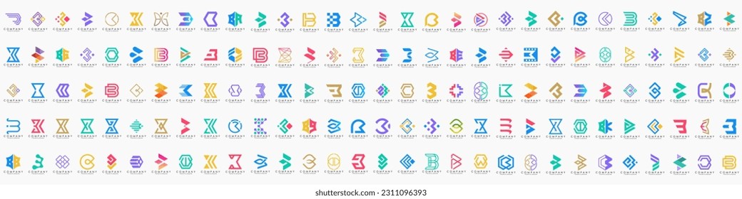 abstract letter B logo icon set. design for business of luxury, elegant, simple.