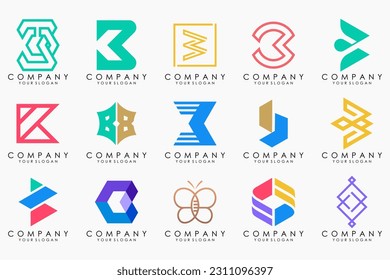 abstract letter B logo icon set. design for business of luxury, elegant, simple.