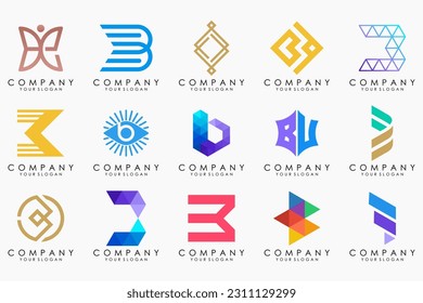 abstract letter B logo icon set. design for business of luxury, elegant, simple.