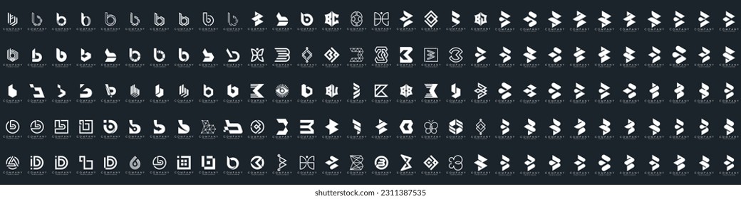 abstract letter B logo icon set. design for business of luxury, elegant, simple.