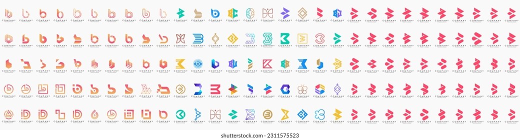 abstract letter B logo icon set. design for business of luxury, elegant, simple.