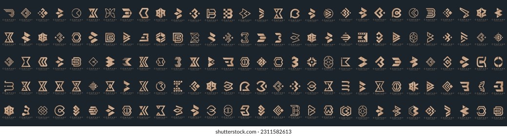 abstract letter B logo icon set. design for business of luxury, elegant, simple.