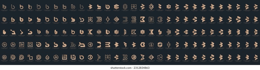 abstract letter B logo icon set. design for business of luxury, elegant, simple.