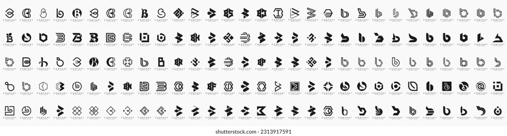 abstract letter B logo icon set. design for business of luxury, elegant, simple.