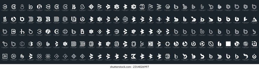 abstract letter B logo icon set. design for business of luxury, elegant, simple.