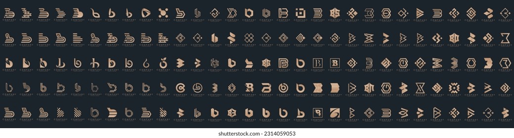 abstract letter B logo icon set. design for business of luxury, elegant, simple.