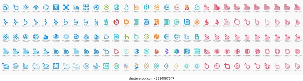 conjunto de iconos del logotipo de la letra abstracta B. diseño para negocios de lujo, elegante, sencillo.