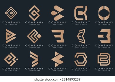 conjunto de iconos del logotipo de la letra abstracta B. diseño para negocios de lujo, elegante, sencillo.