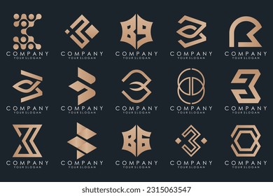 conjunto de iconos del logotipo de la letra abstracta B. diseño para negocios de lujo, elegante, sencillo.