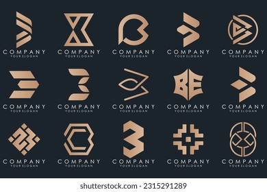 conjunto de iconos del logotipo de la letra abstracta B. diseño para negocios de lujo, elegante, sencillo.