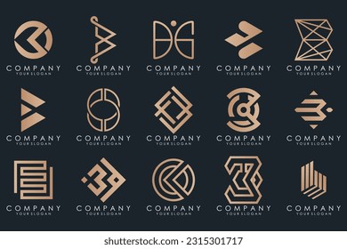conjunto de iconos del logotipo de la letra abstracta B. diseño para negocios de lujo, elegante, sencillo.