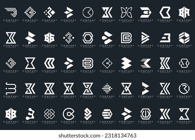 conjunto de iconos del logotipo de la letra abstracta B. diseño para negocios de lujo, elegante, sencillo.
