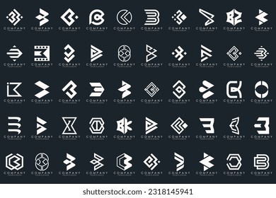 conjunto de iconos del logotipo de la letra abstracta B. diseño para negocios de lujo, elegante, sencillo.